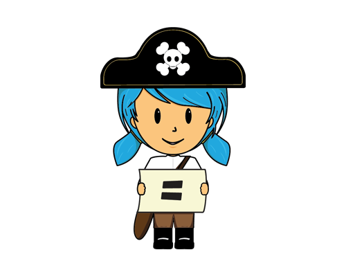 cartoon of a young girl in a pirate outfit